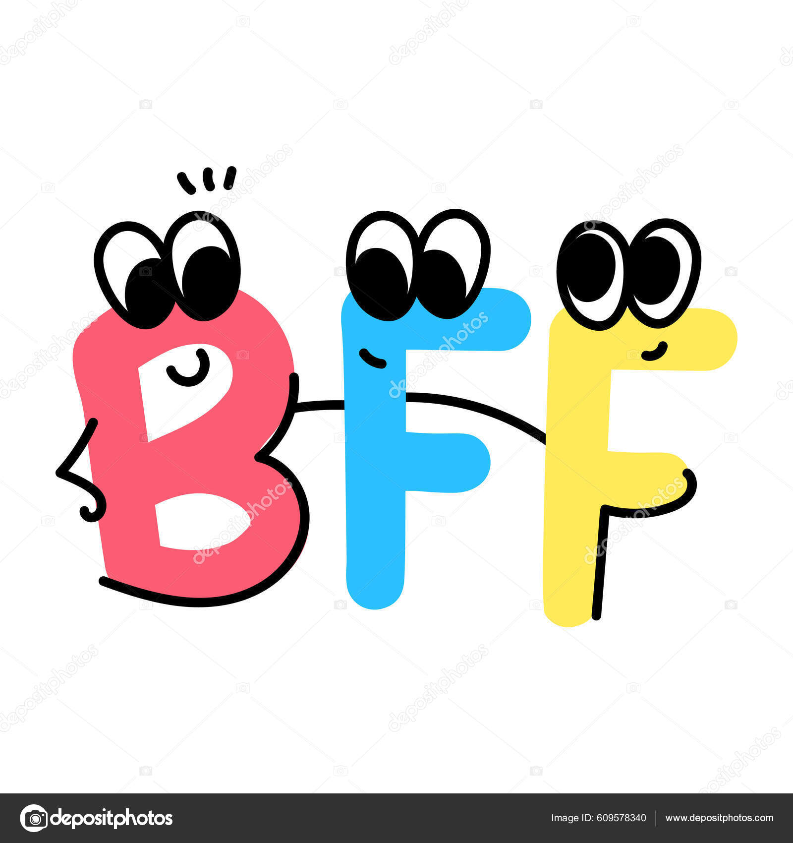 Vetores de Cute Personagens De Desenhos Animados De Letras Bff