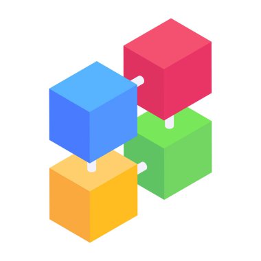 Bir küp grubunun izometrik vektör çizimi