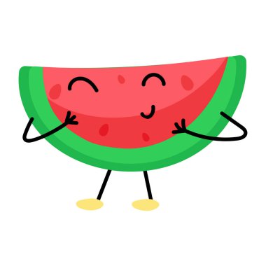 sevimli karpuz çizgi film karakter vektör çizimi
