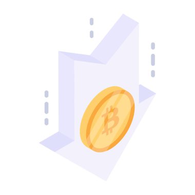 Bitcoin para ikonu. Kripto para birimi vektör çiziminin izometriği.