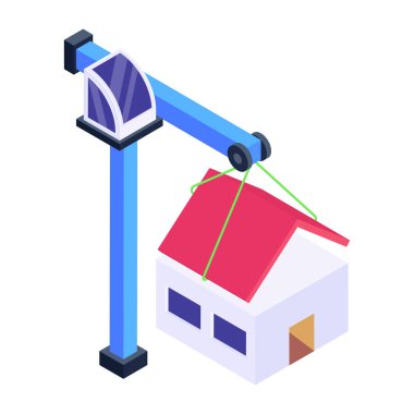ev inşaatı izometrik vektör çizimi