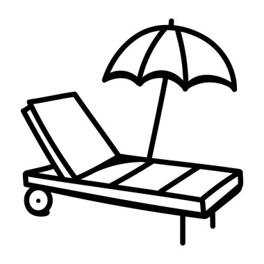 Şemsiye ikonu. Web için plaj sandalyesi vektör simgelerinin basit çizimi