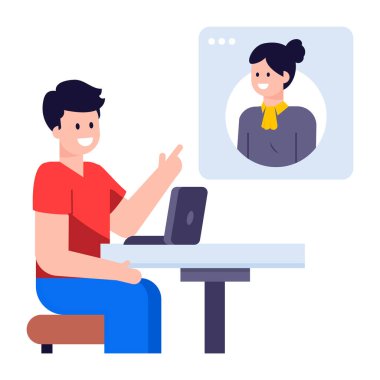 Laptop ve bilgisayar vektör çizimi tasarımı ile çalışan gençler