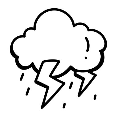 Şimşek simgeli bulut, vektör illüstrasyonu