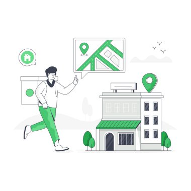 Yeşil tişörtlü, maskeli ve kameralı bir adamın vektör çizimi..