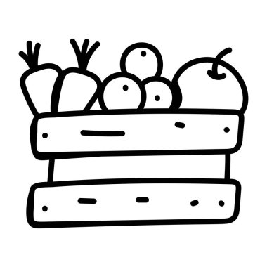 çizgi gıda simgesi, ana hatlı vektör çizimi