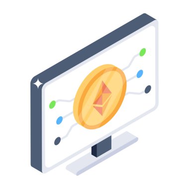 Bitcoin izometrik ikon vektör illüstrasyon tasarımı
