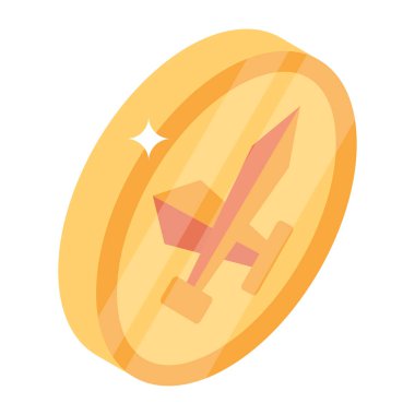 Madeni para ikonu. Mars vektör sembolü stok illüstrasyonunun izometrik.