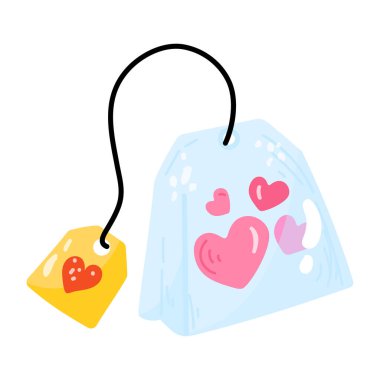 Kırmızı kurdeleli kalp şeklindeki bir çantanın vektör çizimi