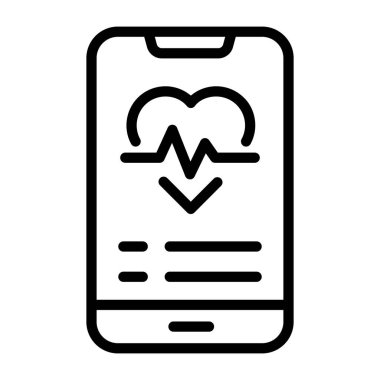 kalp atışı çizgisi simgesi, vektör illüstrasyonu