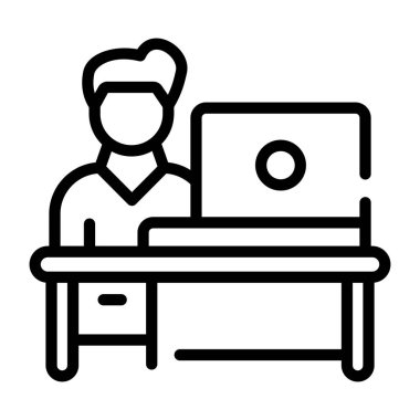 Masa başı satırı simgesi olan dizüstü bilgisayar, vektör illüstrasyonu