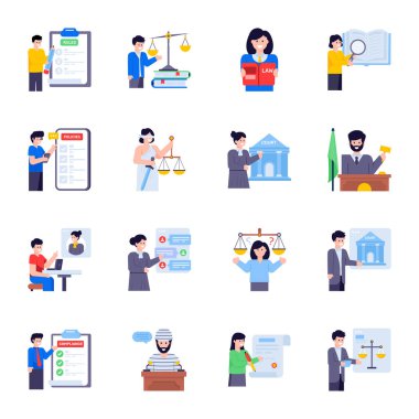 Yasanın düz simgeleri, vektör illüstrasyonu