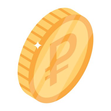 Madeni para ikonu. Beyaz arkaplanda izole edilmiş web tasarımı için kripto para vektör işaretinin izometriği