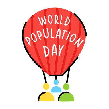 Balon dünya nüfus gününün vektör illüstrasyonu bir balonla