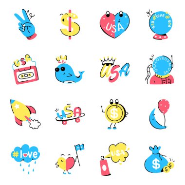 Tasarımınız için vektör simgeleri dizisi