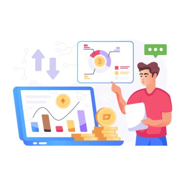 Şifreleme para birimi simgesi, bitcoin vektör illüstrasyonu