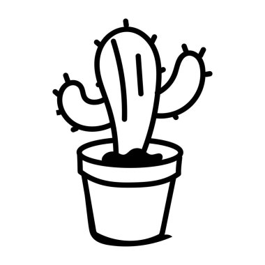 kaktüs bitkisi ikonu vektör illüstrasyon grafik tasarımı