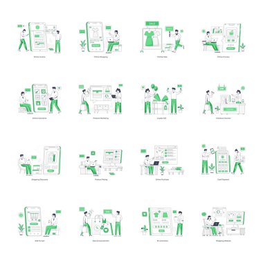 Web tasarımı için vektör simgeleri kümesi