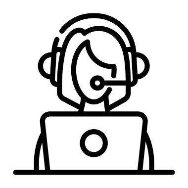 Kulaklık ve kulaklık vektör illüstrasyon tasarımlı çağrı merkezi operatörü