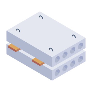 Ahşap saplı bir karikatür yatağının izometrik vektör çizimi