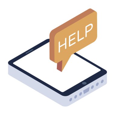 Çevrimiçi yardımın premium izometrik simgesini indir