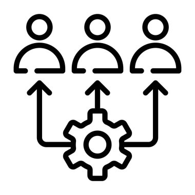 İş yönetimi ikon vektörü. İnce çizgi işareti. izole edilmiş sınır sembolü çizimi