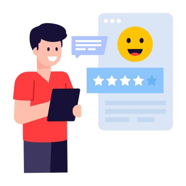 Konuşma kabarcığı vektör çizimi olan adam