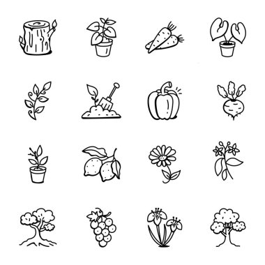 Bitki ve bahçe işaretinin vektör çizimi. Web için sera ve bitki sembolü koleksiyonu.