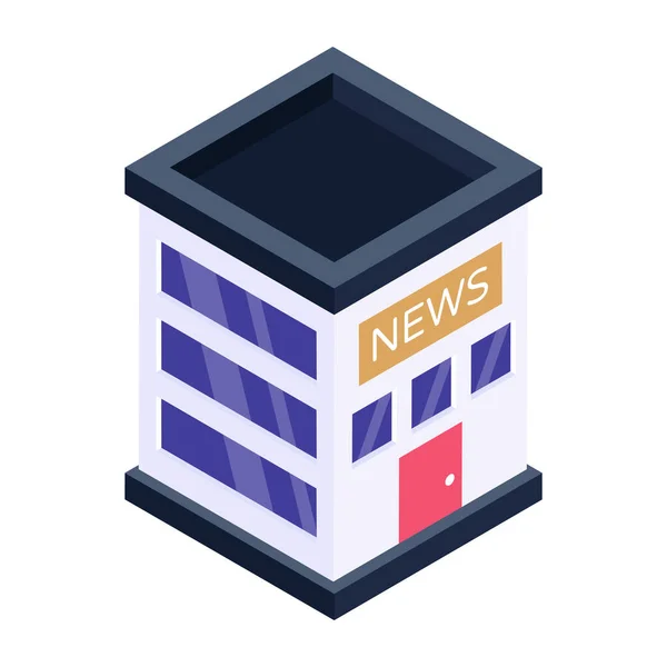 Premium Isometric Icon News Office — Stock Vector
