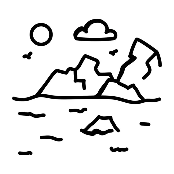 Εικονίδιο Ποταμού Βουνού Περίγραμμα Εικονογράφηση Των Διανυσματικών Εικόνων Βουνά Για — Διανυσματικό Αρχείο