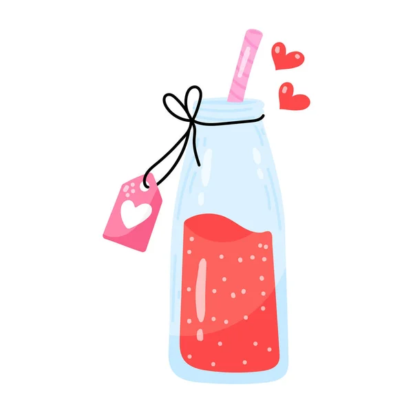 Βάζο Σχήμα Καρδιάς Και Ποτήρι Γάλα Εικονογράφηση Διανύσματος — Διανυσματικό Αρχείο