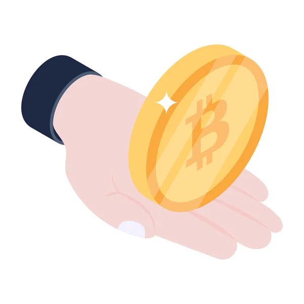 Bitcoin Icon Monede Izometric Valutei Criptomonede Simbol Vector Ilustrație Stoc — Vector de stoc