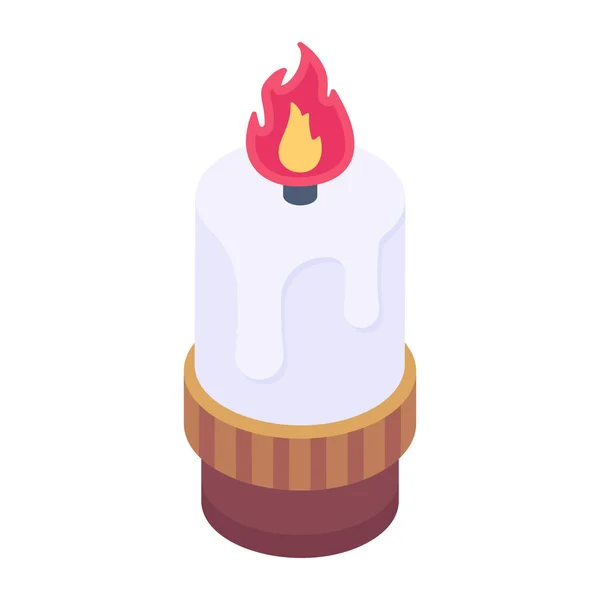Brennende Kerzen Isometrie Der Feueröl Vektorsymbole Für Webdesign Isoliert Auf — Stockvektor