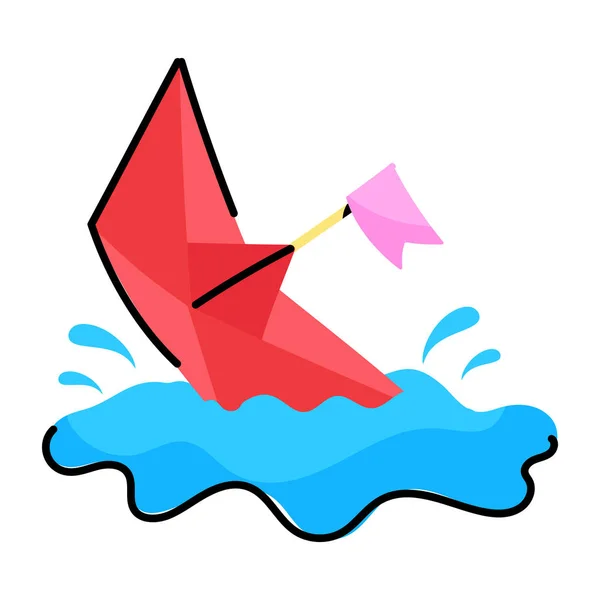 Origami Boat Icon Cartoon Vector Illustration White Background — Stock Vector