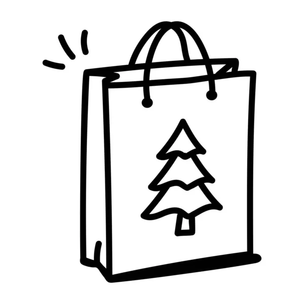 Χριστουγεννιάτικο Δέντρο Τσάντα Ψώνια Διάνυσμα Εικονογράφηση Σχεδιασμό — Διανυσματικό Αρχείο