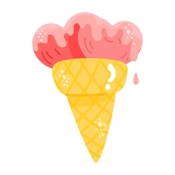 Cono Helado Con Paleta Dulce Ilustración Vectorial — Archivo Imágenes Vectoriales