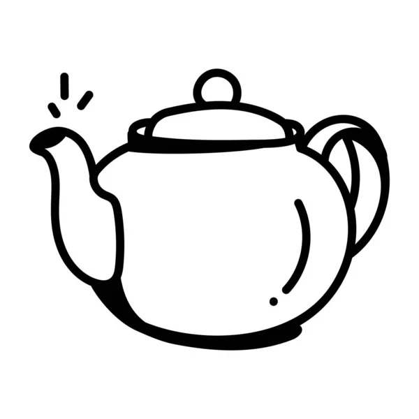 Черно Белая Векторная Иллюстрация Чайника — стоковый вектор