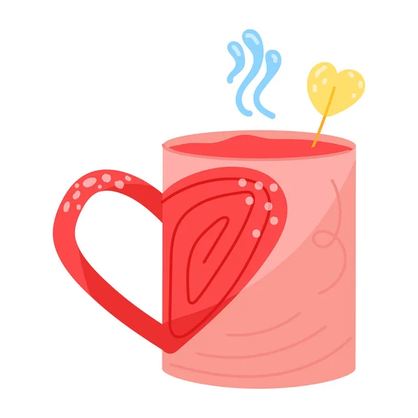Kahve Fincanı Kalp Vektör Çizim Tasarımı — Stok Vektör