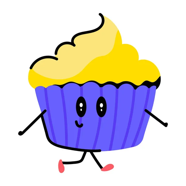 Caricatura Cupcake Vector Ilustración — Archivo Imágenes Vectoriales