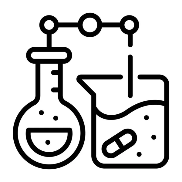 Ikona Linie Věda Chemie Ilustrace Vektoru Obrysu Zkušební Baňky Izolovaný — Stockový vektor