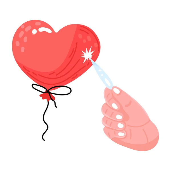 Ballon Main Avec Illustration Vectorielle Amour Coeur — Image vectorielle