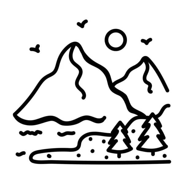 Paisaje Montaña Con Las Montañas Vector Forestal Ilustración — Vector de stock