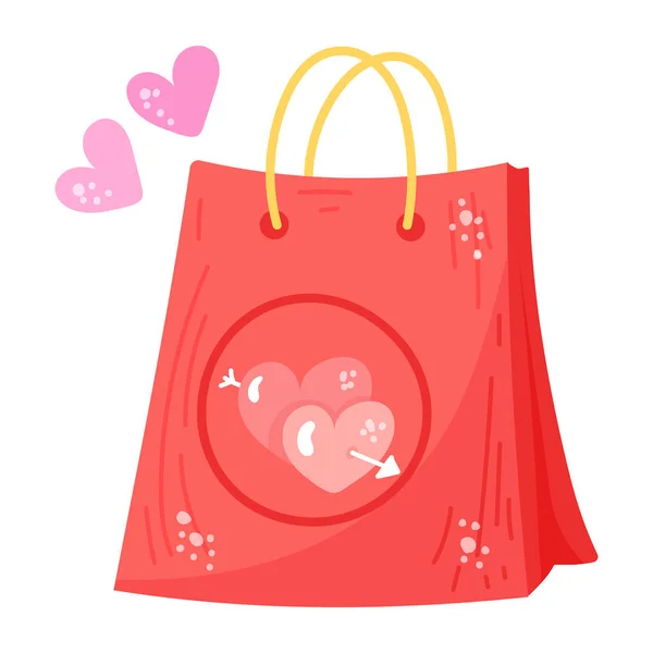 Shopping Bag Con Cuore Disegno Illustrazione Vettoriale — Vettoriale Stock