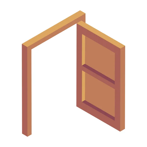 Wooden Door Icon Isometric Vector Illustration — Stock Vector