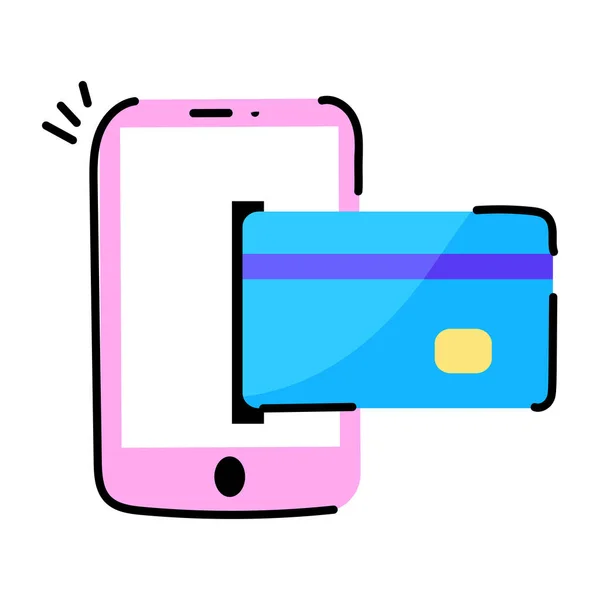 Smartphone Met Credit Card Vector Illustratie Ontwerp — Stockvector
