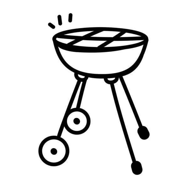 Barbecue Grill Ikon Húsvektor Ikonok Vázlatos Bemutatása Web Számára — Stock Vector