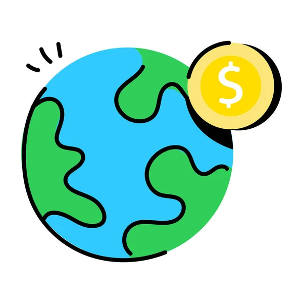 Weltwirtschaft Und Geld Thema Isolierte Design Vektor Illustration — Stockvektor