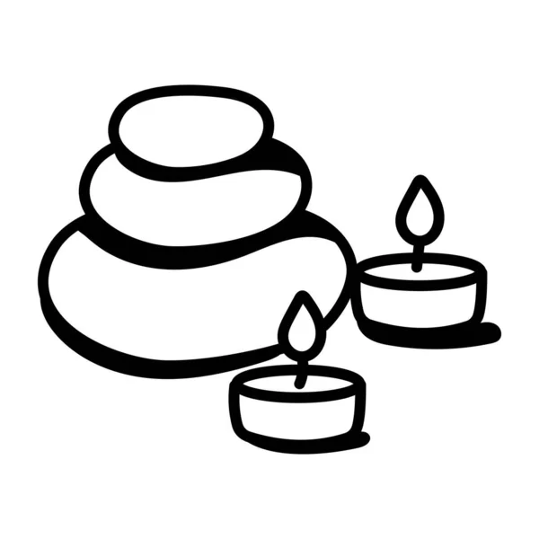 Icono Piedras Spa Esquema Ilustración Los Iconos Vectores Velas Para — Vector de stock