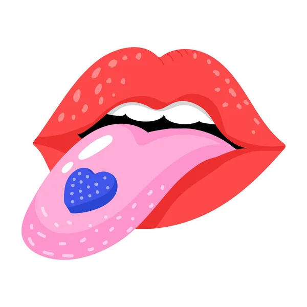 Lippen Mit Rotem Lippenstift Vektorillustration — Stockvektor