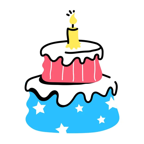 生日蛋糕 附有蜡烛和蜡烛矢量图解设计 — 图库矢量图片